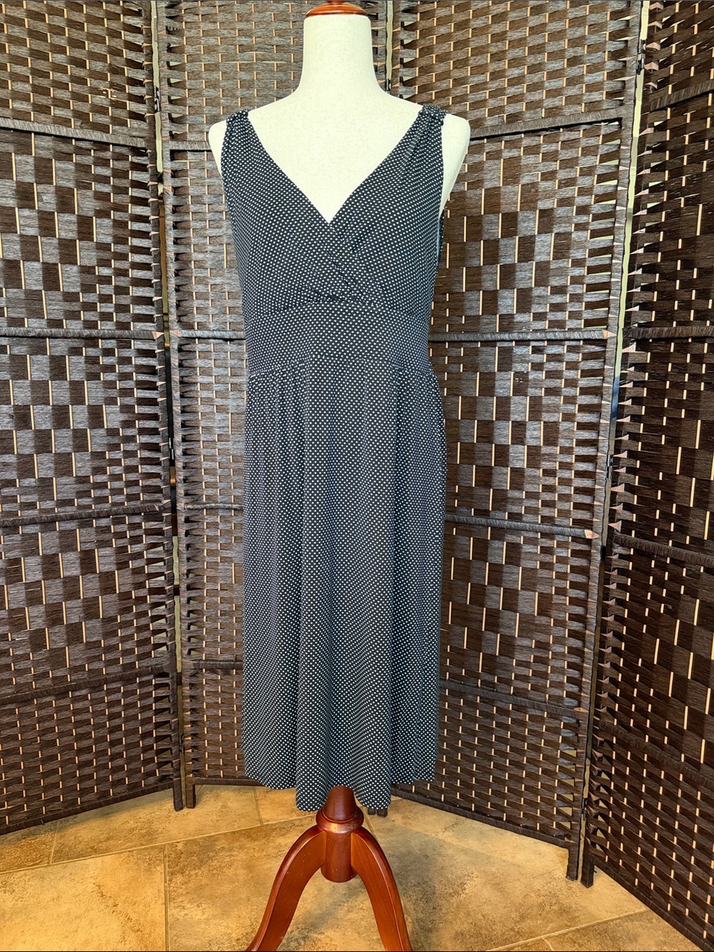 Merona Black Midi Dress with White Polka Dots